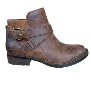Born Trinculo distressed brown leather ankle boots women's size 6.5M